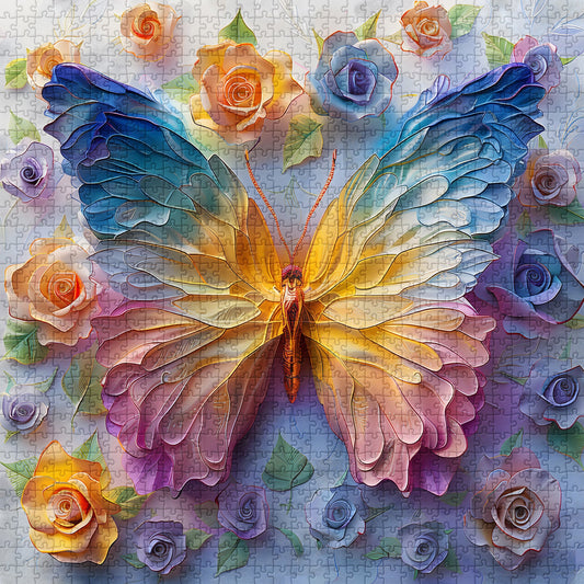 Butterfly & Rose Jigsaw Puzzle 1000 Pieces