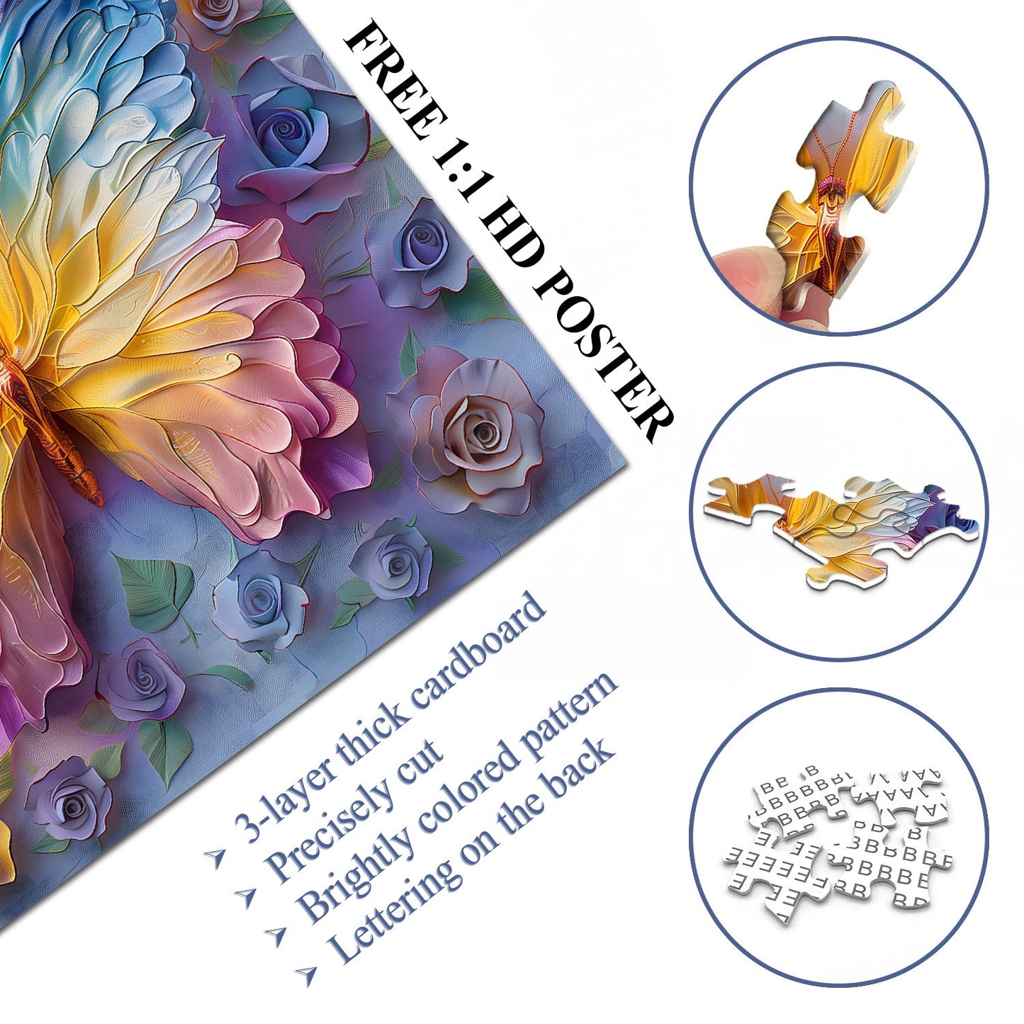 Butterfly & Rose Jigsaw Puzzle 1000 Pieces